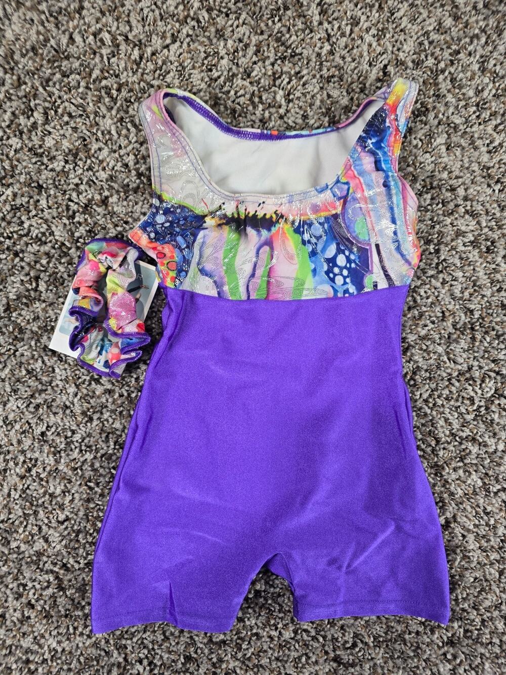 Mondor Gymnastics Girls Sz XS (4-6) Unitard Leotard Shiny Purple NEW